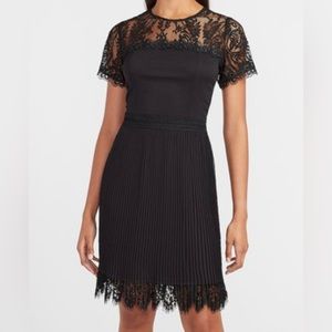 Express black lace pleated party dress Large